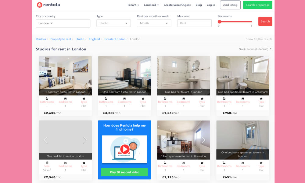 renters looking for a property in London