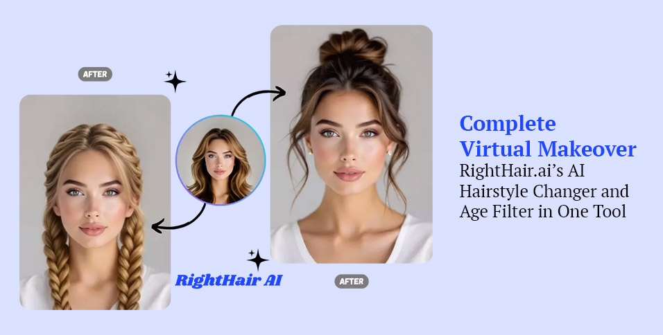 Complete Virtual Makeover: RightHair.ai’s AI Hairstyle Changer and Age Filter in One Tool