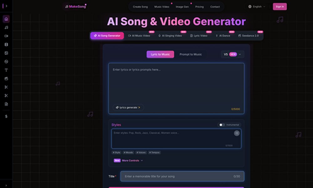 MakeSong — Crafting Tomorrow's Hits, Today AI Song Generator Tools