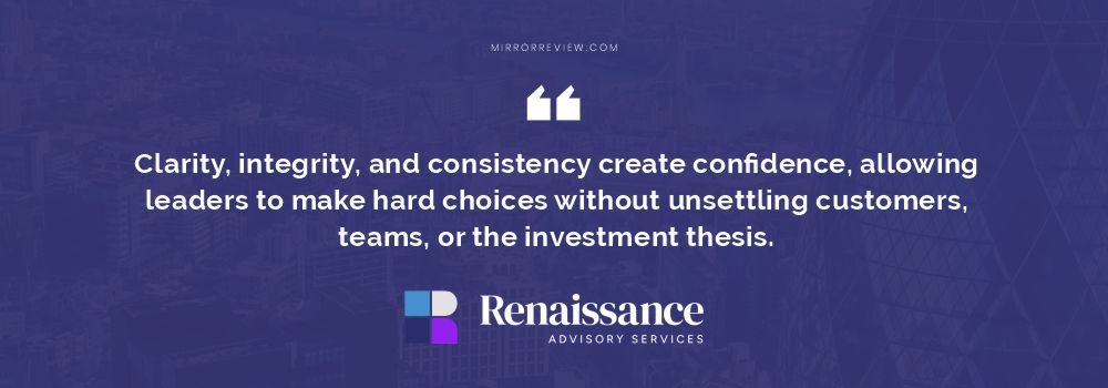 Clarity, integrity, and consistency create confidence, allowing leaders to make hard choices without unsettling customers, teams, or the investment thesis. Clarity, integrity, and consistency create confidence, allowing leaders to make hard choices without unsettling customers, teams, or the investment thesis.